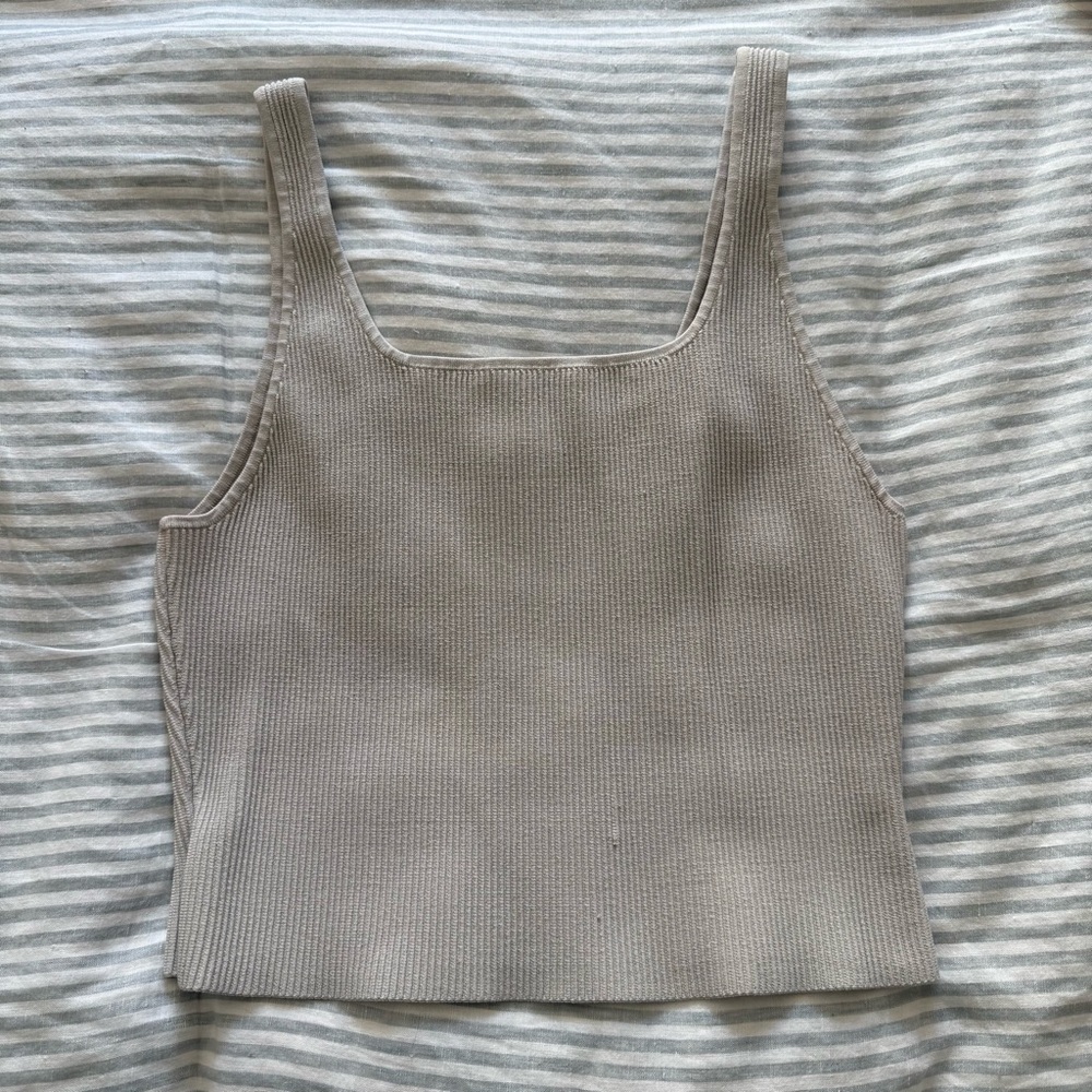Aritzia Soft Beige Ribbed Tank Top